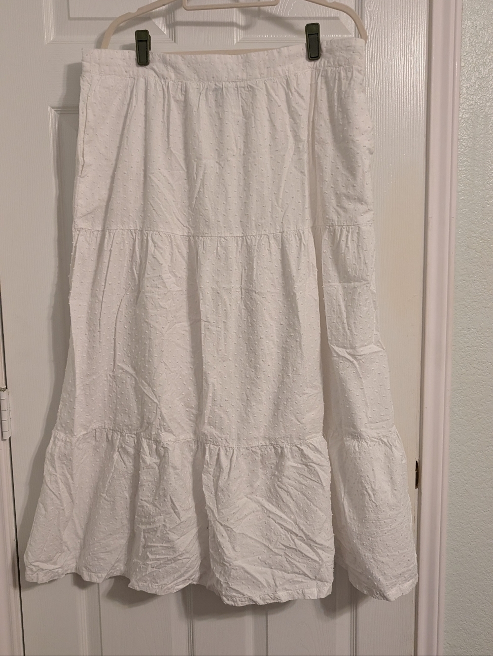 ModCloth White Tiered Maxi Skirt with Dobby Texture